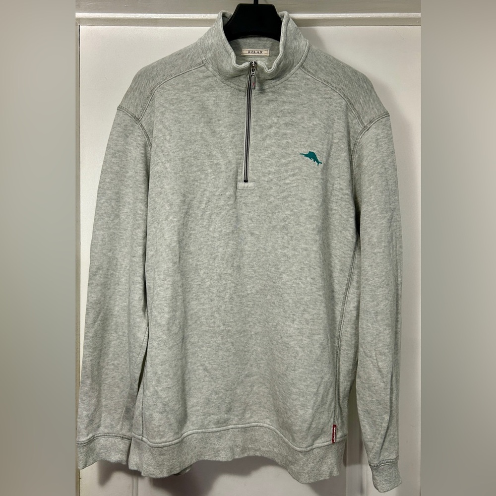 Tommy Bahama Relax Men’s Half Zip Pullover Sweatshirt Gray XL 100% Cotton